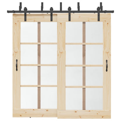 vidaXL Sliding Door Hardware Kit 213,5 cm Steel Black