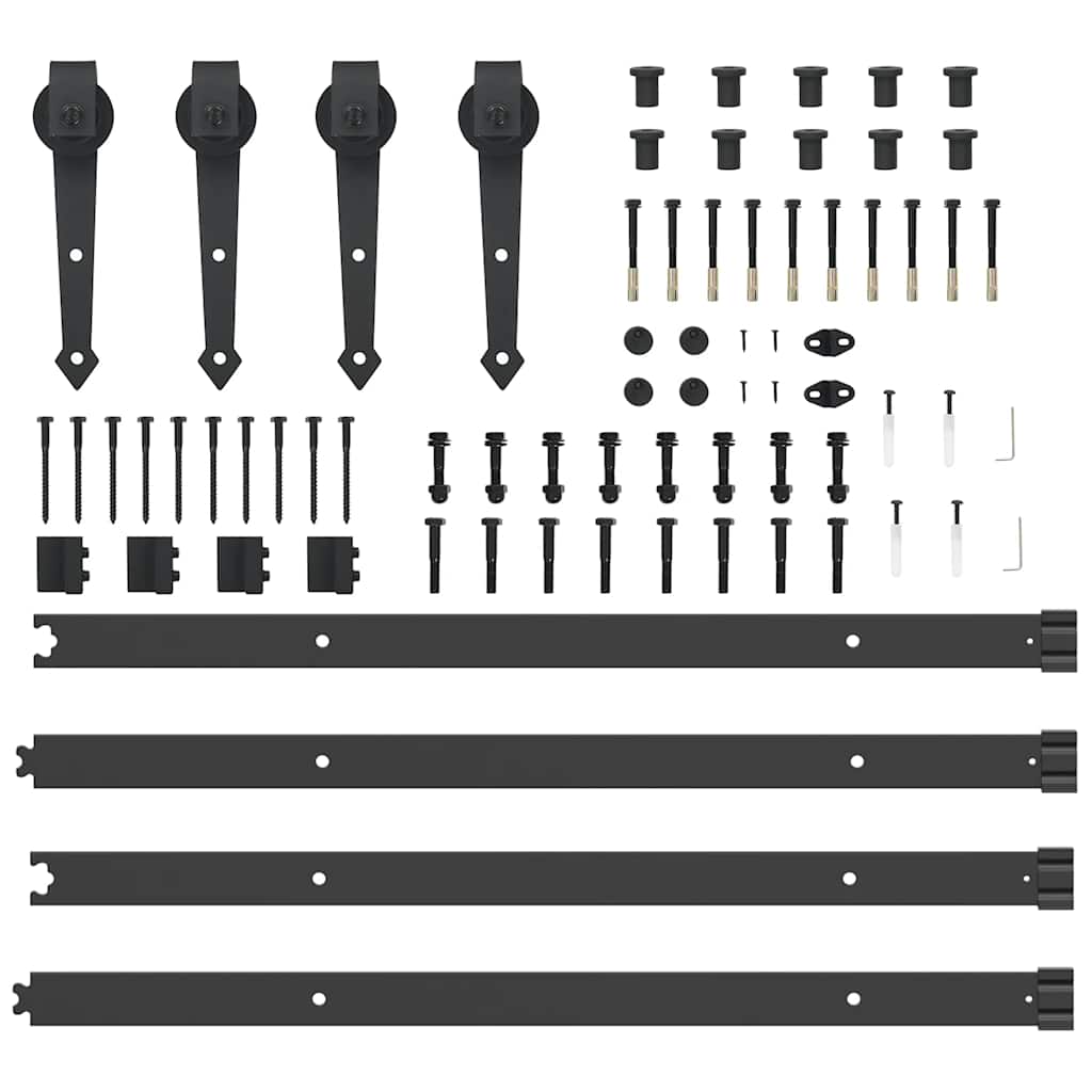 vidaXL Sliding Door Hardware Kit 152,5 cm Steel Black
