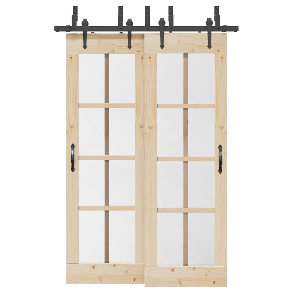 vidaXL Sliding Door Hardware Kit 152,5 cm Steel Black