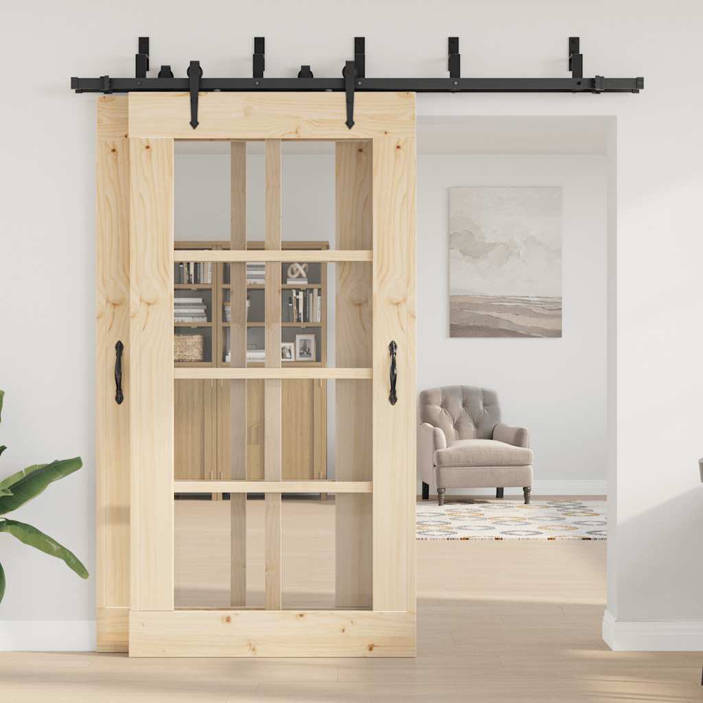 vidaXL Sliding Door Hardware Kit 213,5 cm Steel Black
