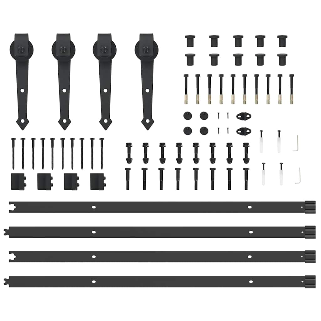 vidaXL Sliding Door Hardware Kit 213,5 cm Steel Black