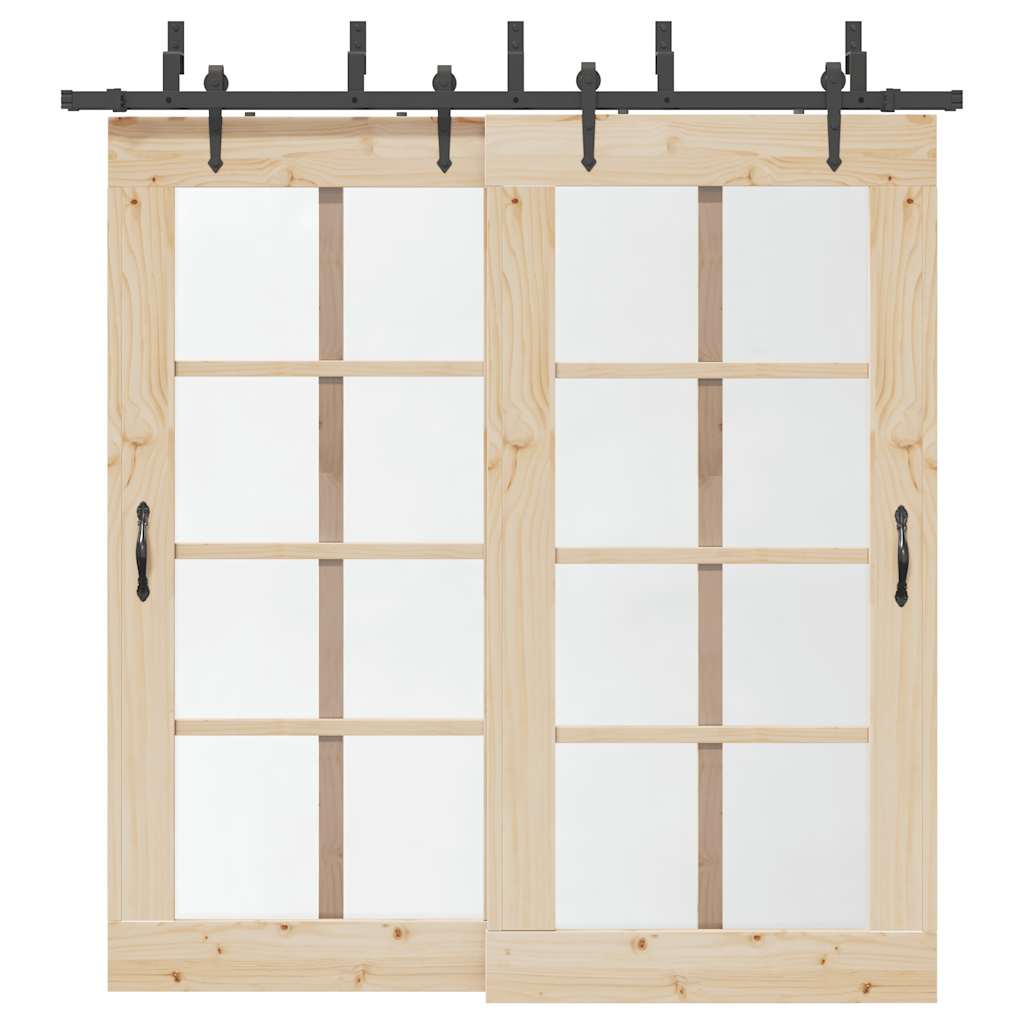 vidaXL Sliding Door Hardware Kit 213,5 cm Steel Black