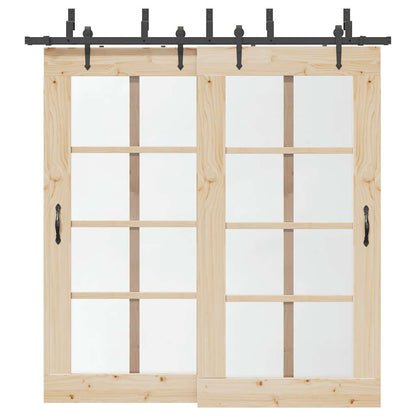vidaXL Sliding Door Hardware Kit 213,5 cm Steel Black