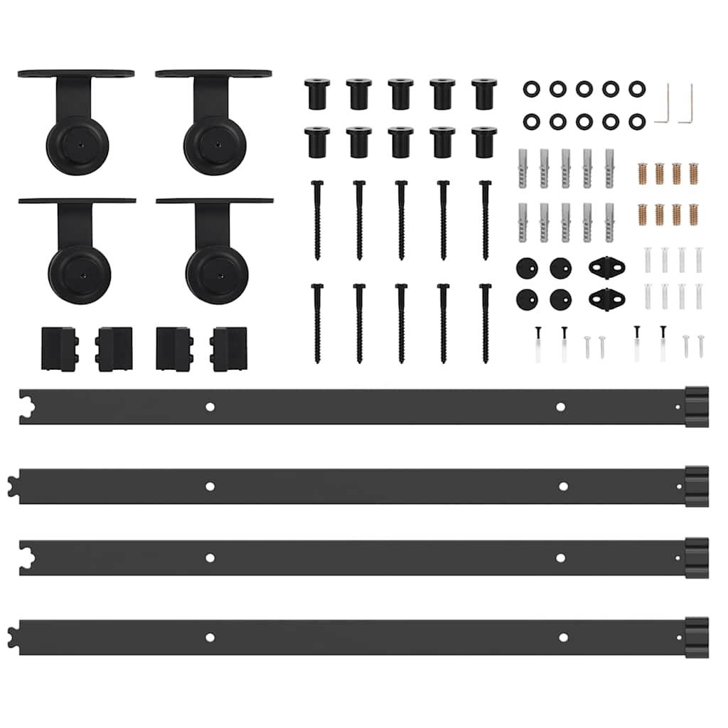 vidaXL Sliding Door Hardware Kit 152,5 cm Steel Black