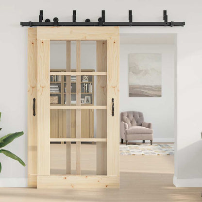 vidaXL Sliding Door Hardware Kit 213,5 cm Steel Black
