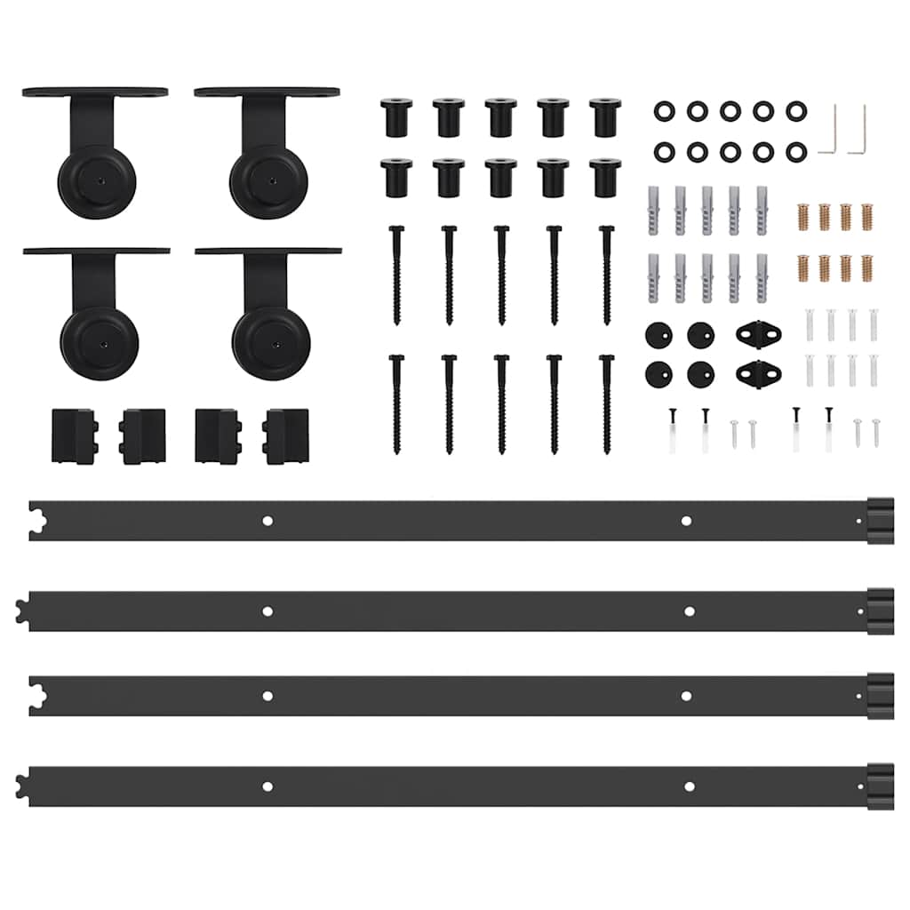 vidaXL Sliding Door Hardware Kit 213,5 cm Steel Black