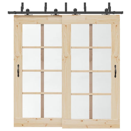 vidaXL Sliding Door Hardware Kit 213,5 cm Steel Black