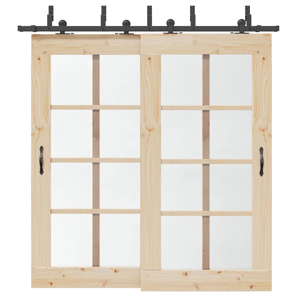 vidaXL Sliding Door Hardware Kit 213,5 cm Steel Black