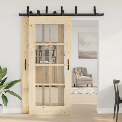 vidaXL Sliding Door Hardware Kit 183 cm Steel Black