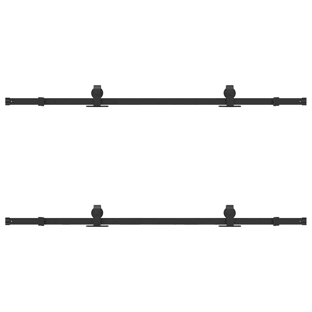 vidaXL Sliding Door Hardware Kit 183 cm Steel Black