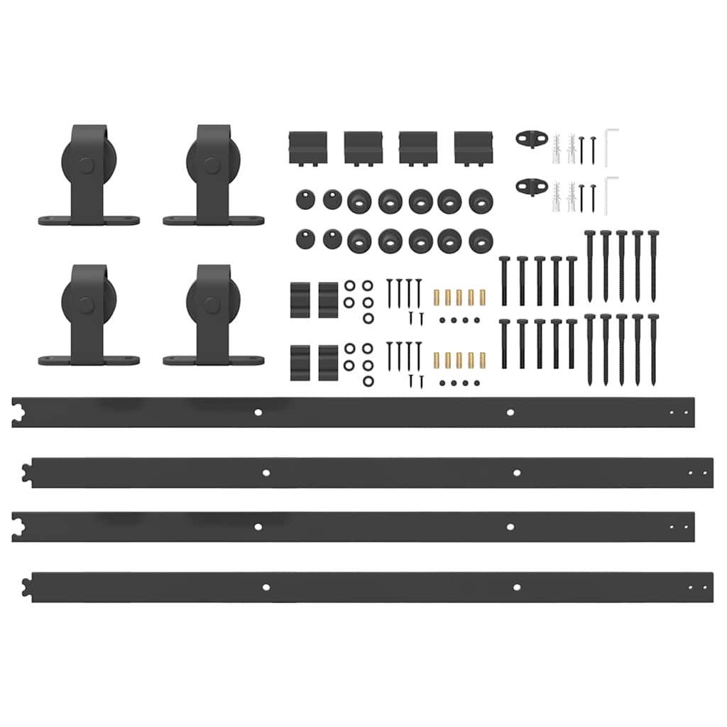 vidaXL Sliding Door Hardware Kit 183 cm Steel Black