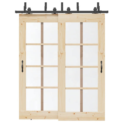 vidaXL Sliding Door Hardware Kit 183 cm Steel Black
