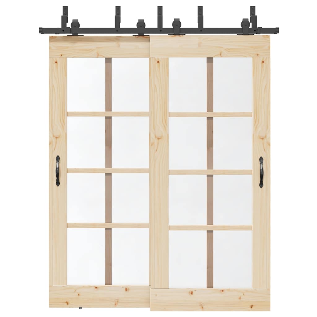 vidaXL Sliding Door Hardware Kit 183 cm Steel Black