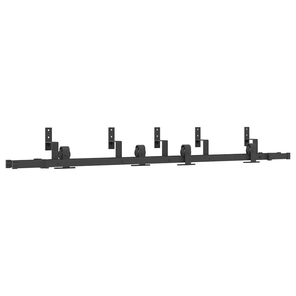 vidaXL Sliding Door Hardware Kit 200 cm Steel Black