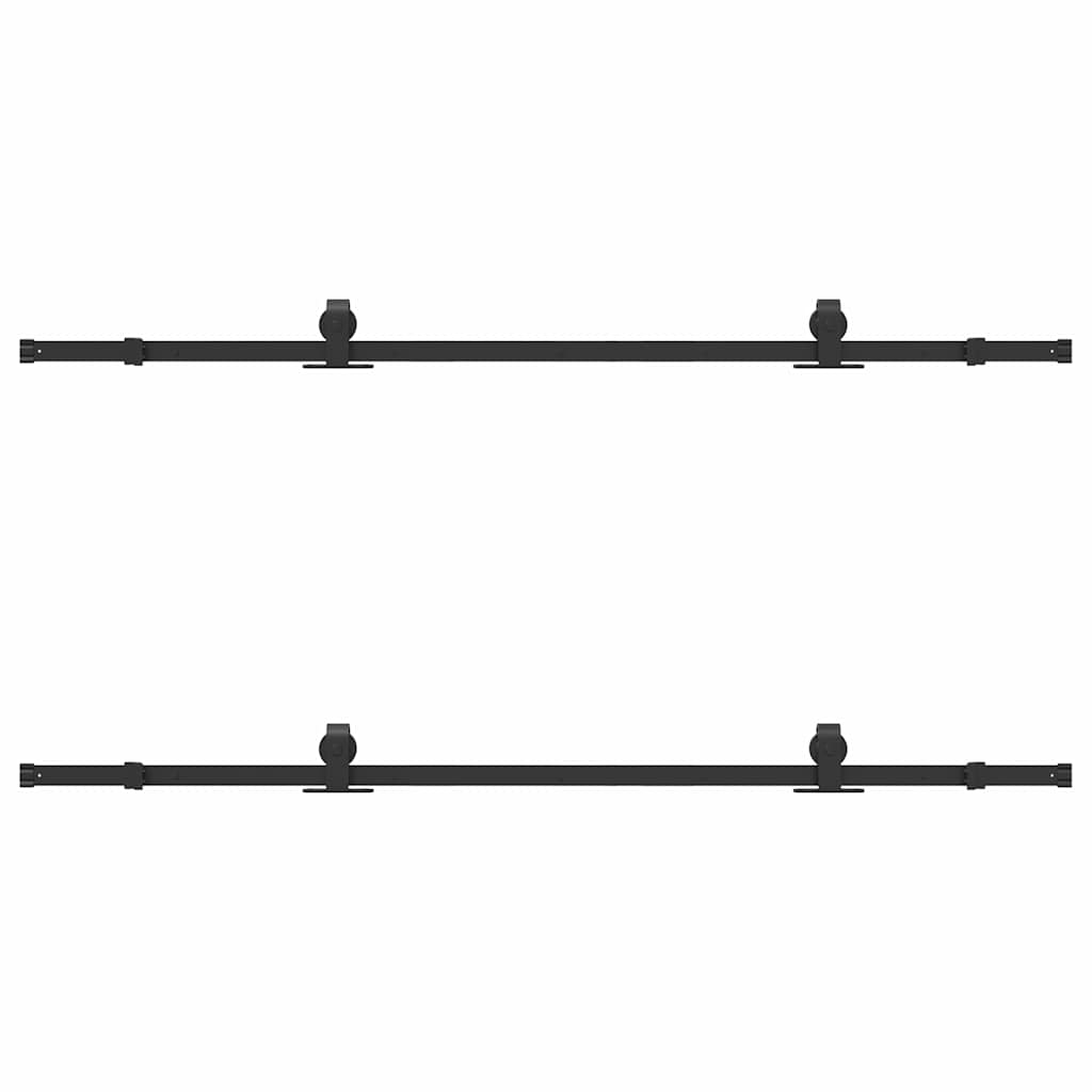 vidaXL Sliding Door Hardware Kit 200 cm Steel Black