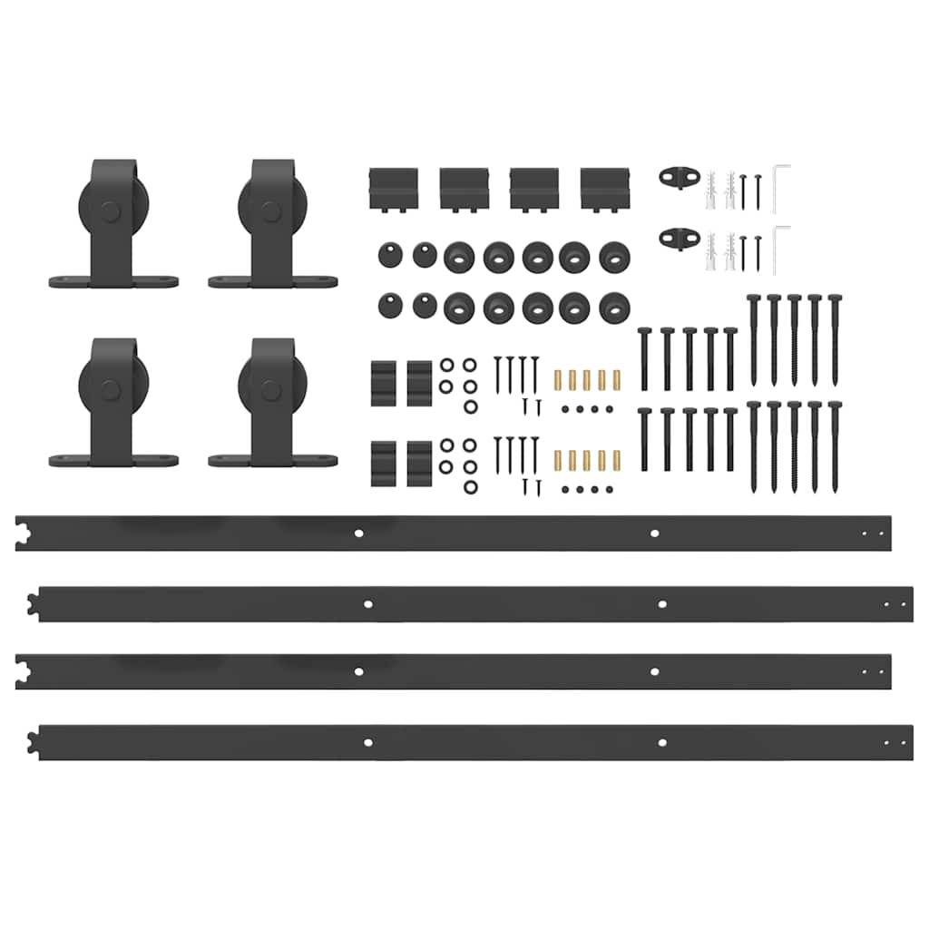 vidaXL Sliding Door Hardware Kit 200 cm Steel Black