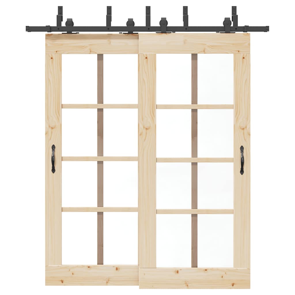 vidaXL Sliding Door Hardware Kit 200 cm Steel Black