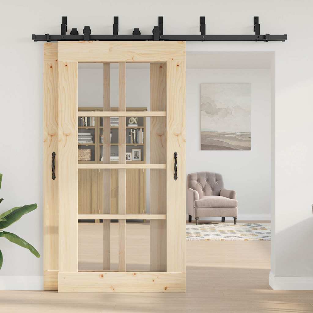 vidaXL Sliding Door Hardware Kit 213,5 cm Steel Black