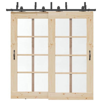 vidaXL Sliding Door Hardware Kit 213,5 cm Steel Black