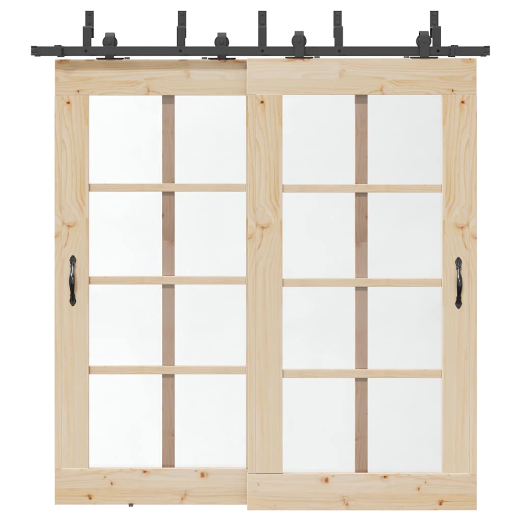 vidaXL Sliding Door Hardware Kit 213,5 cm Steel Black
