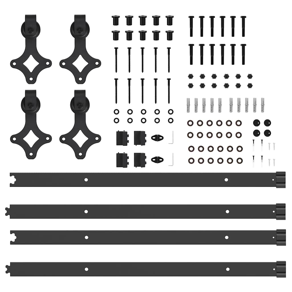 vidaXL Sliding Door Hardware Kit 152,5 cm Steel Black