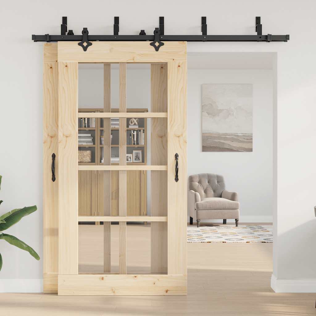 vidaXL Sliding Door Hardware Kit 213,5 cm Steel Black