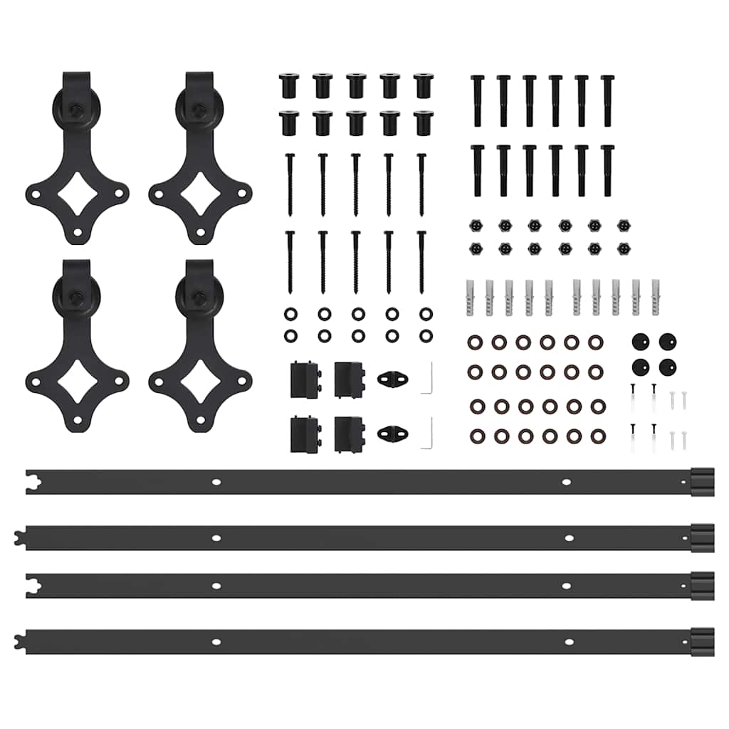 vidaXL Sliding Door Hardware Kit 213,5 cm Steel Black
