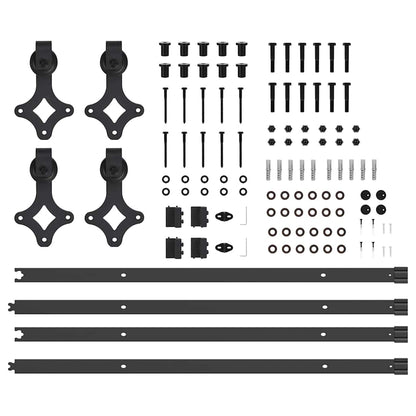 vidaXL Sliding Door Hardware Kit 213,5 cm Steel Black