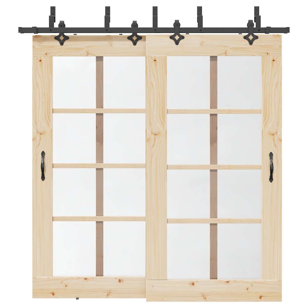 vidaXL Sliding Door Hardware Kit 213,5 cm Steel Black