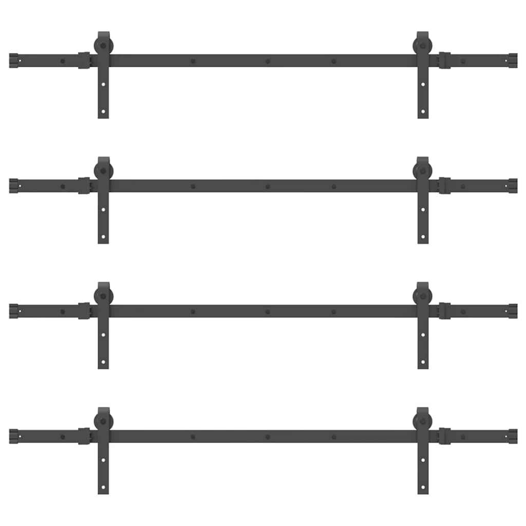 vidaXL Sliding Door Hardware Kit 305 cm Steel Black