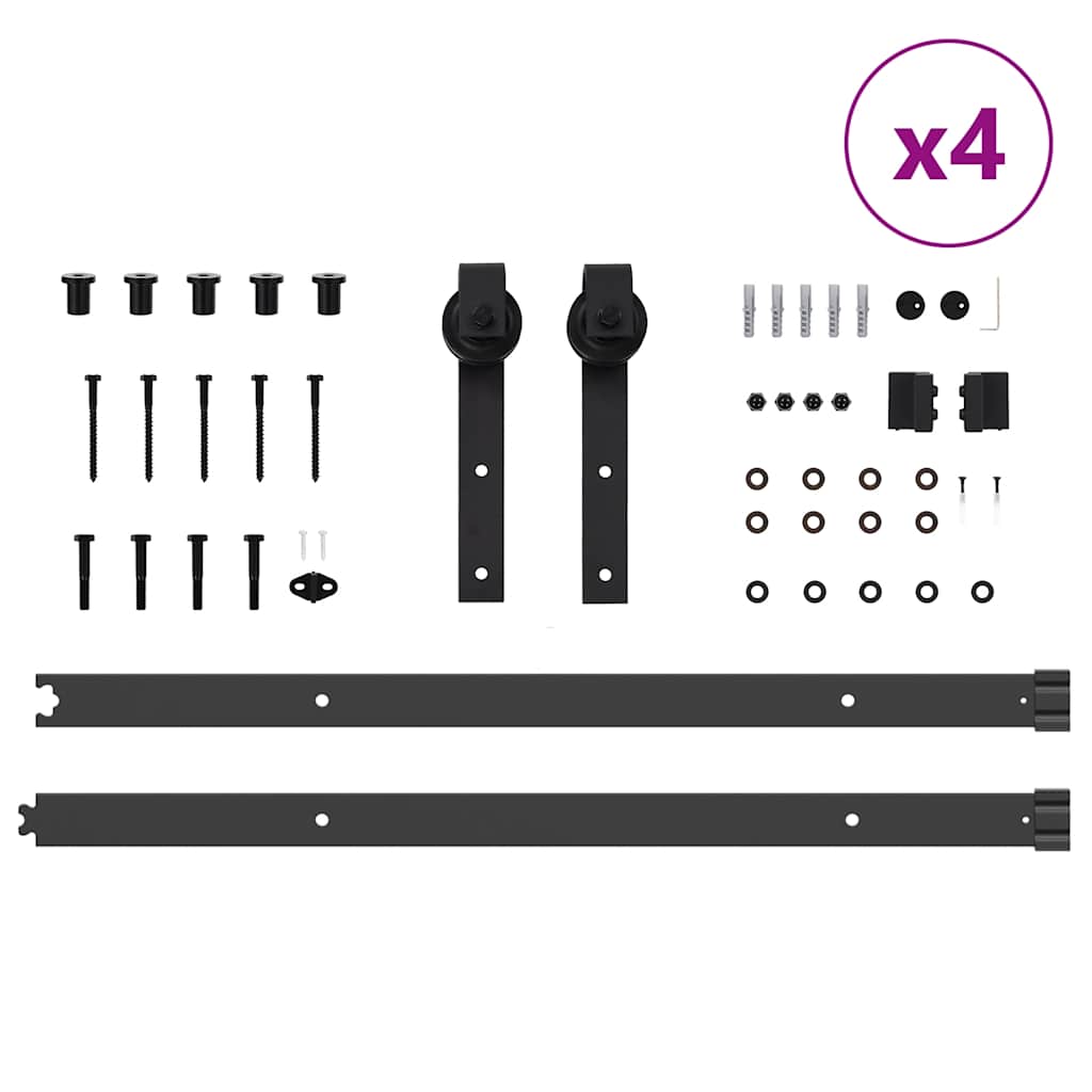 vidaXL Sliding Door Hardware Kit 305 cm Steel Black
