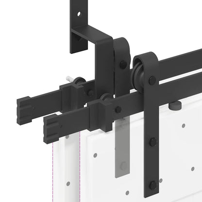 vidaXL Sliding Door Hardware Kit 305 cm Steel Black