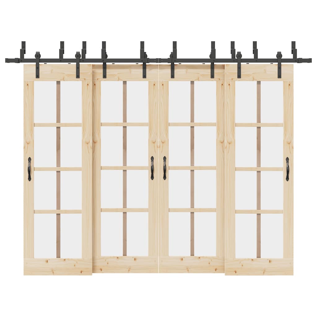 vidaXL Sliding Door Hardware Kit 305 cm Steel Black