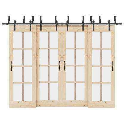vidaXL Sliding Door Hardware Kit 305 cm Steel Black