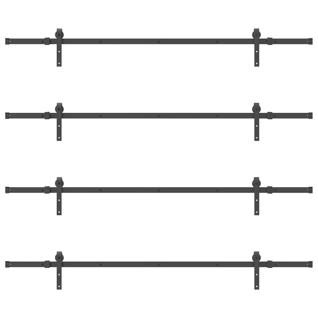 vidaXL Sliding Door Hardware Kit 427 cm Steel Black