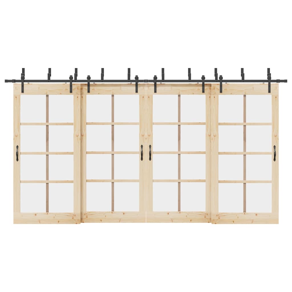 vidaXL Sliding Door Hardware Kit 427 cm Steel Black