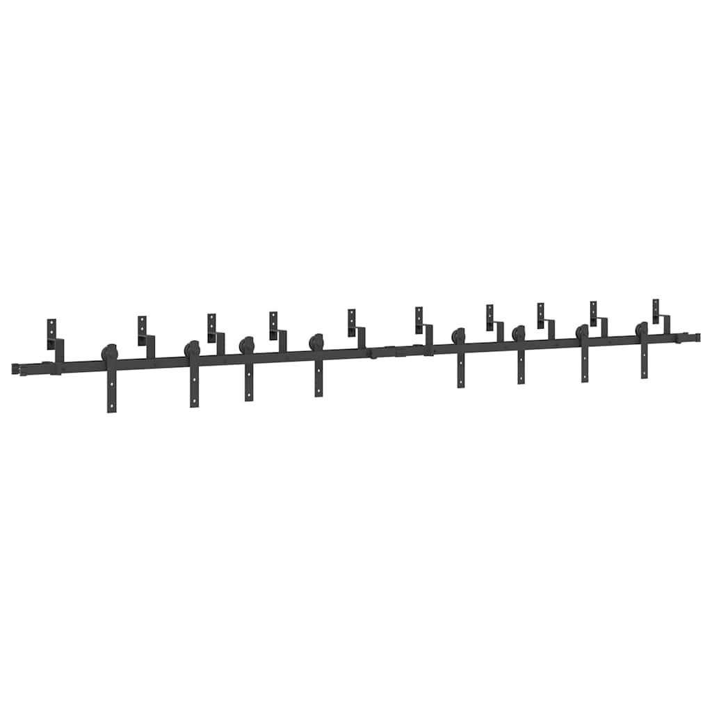 vidaXL Sliding Door Hardware Kit 366 cm Steel Black