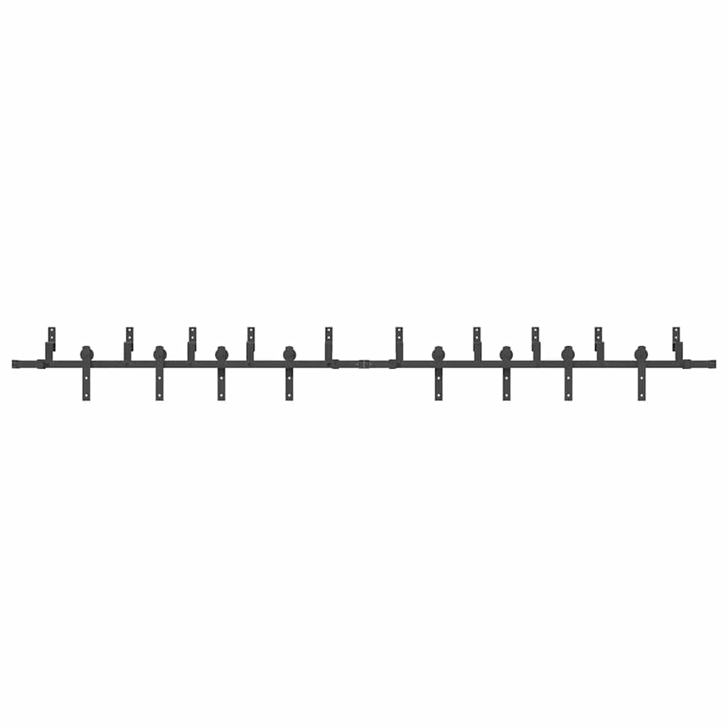 vidaXL Sliding Door Hardware Kit 366 cm Steel Black