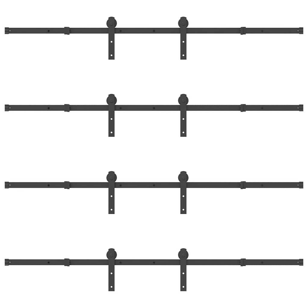 vidaXL Sliding Door Hardware Kit 366 cm Steel Black