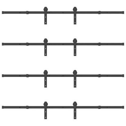 vidaXL Sliding Door Hardware Kit 366 cm Steel Black