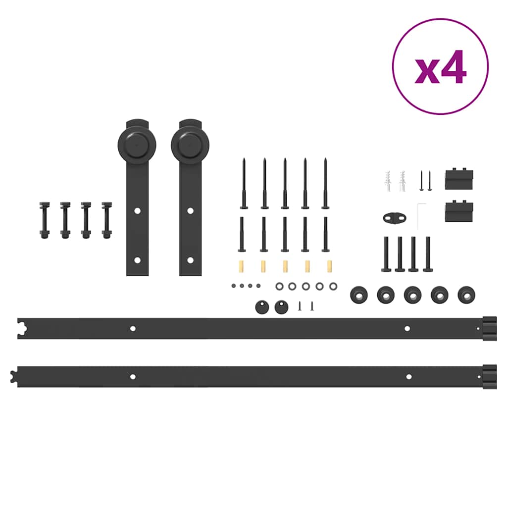 vidaXL Sliding Door Hardware Kit 366 cm Steel Black