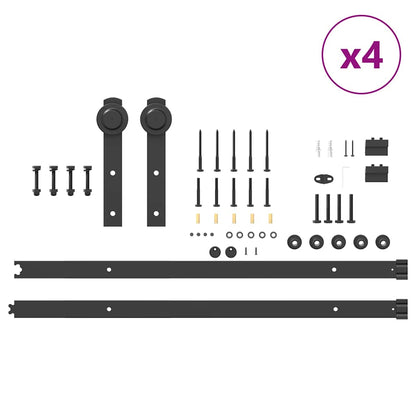 vidaXL Sliding Door Hardware Kit 366 cm Steel Black