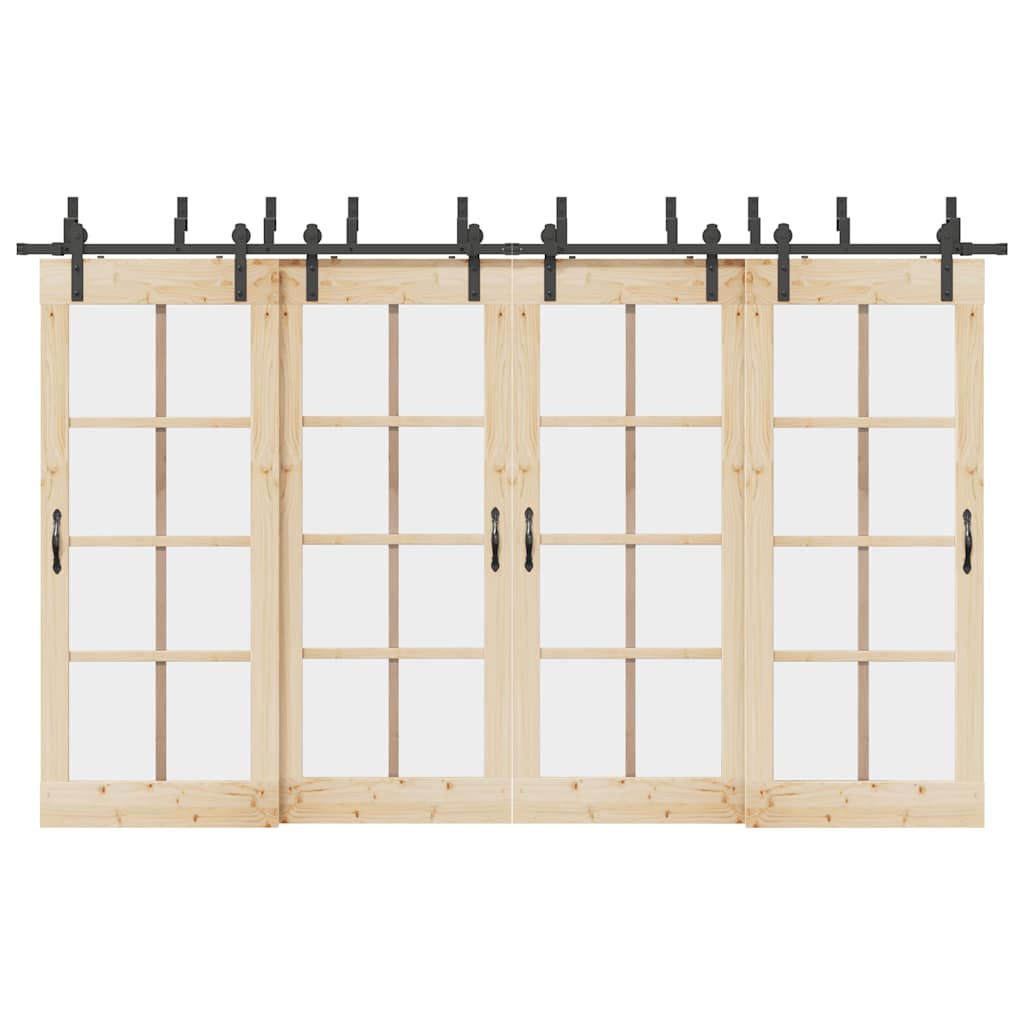 vidaXL Sliding Door Hardware Kit 366 cm Steel Black