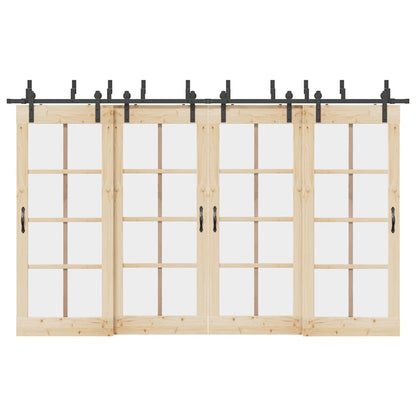 vidaXL Sliding Door Hardware Kit 366 cm Steel Black