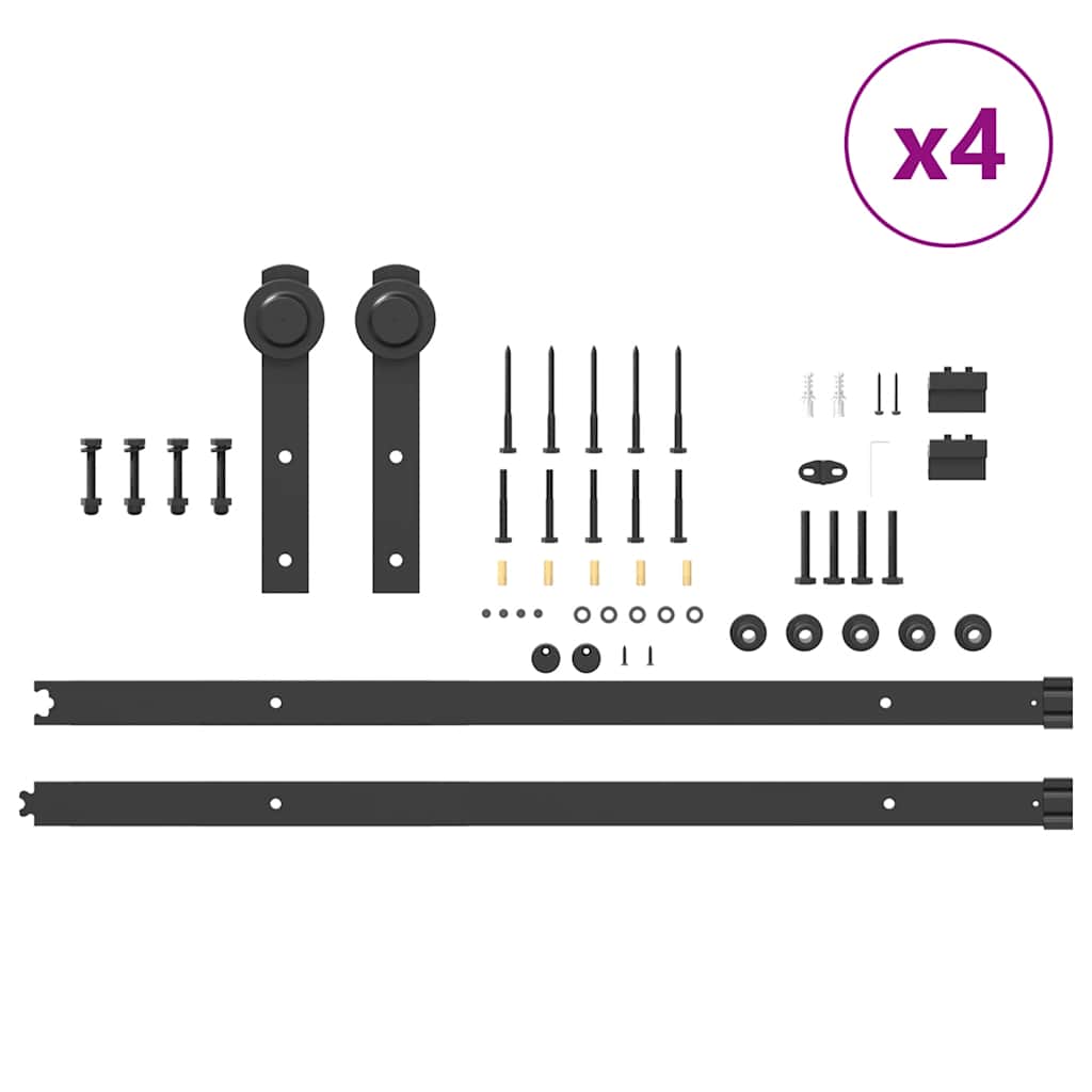 vidaXL Sliding Door Hardware Kit 400 cm Steel Black
