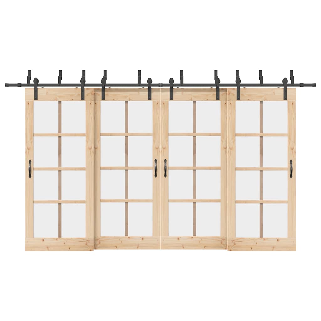 vidaXL Sliding Door Hardware Kit 400 cm Steel Black