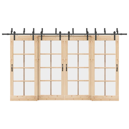 vidaXL Sliding Door Hardware Kit 400 cm Steel Black