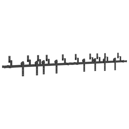 vidaXL Sliding Door Hardware Kit 305 cm Steel Black