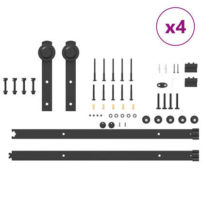 vidaXL Sliding Door Hardware Kit 305 cm Steel Black
