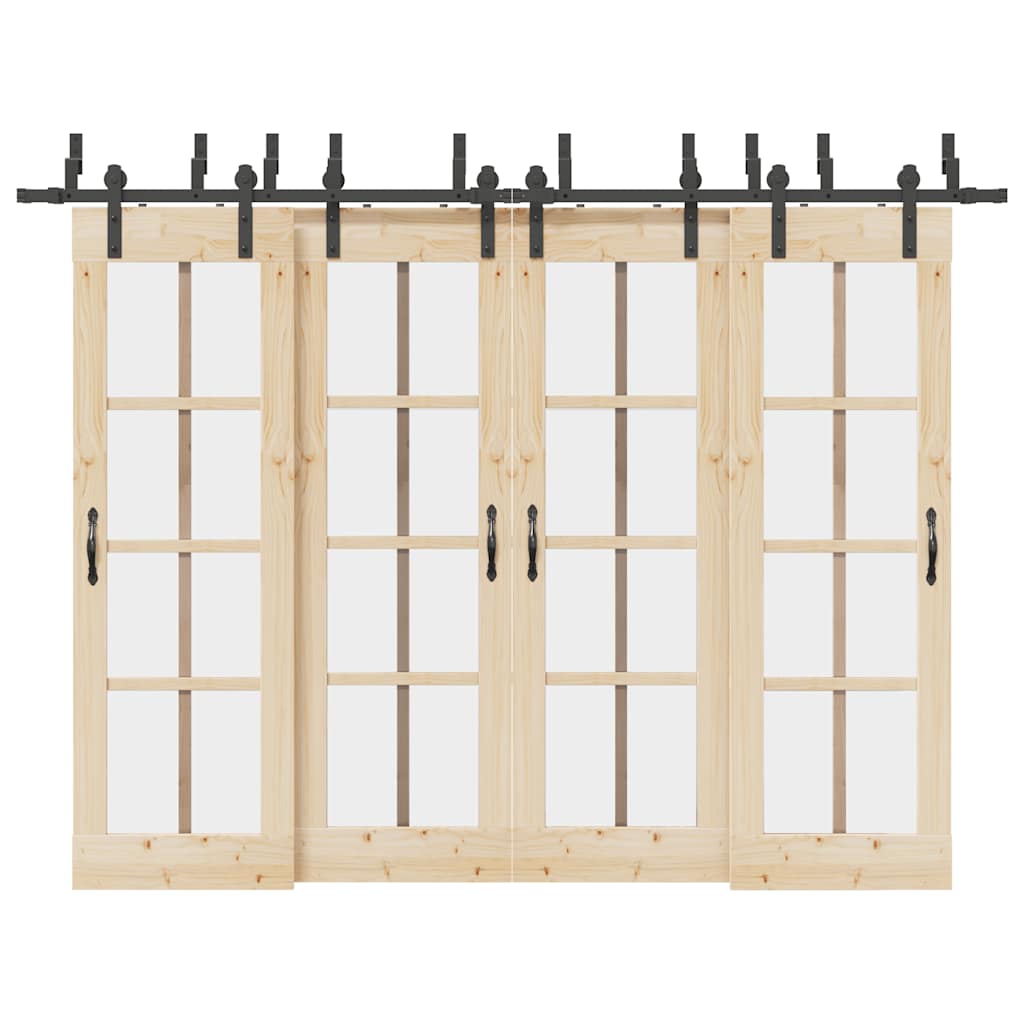 vidaXL Sliding Door Hardware Kit 305 cm Steel Black